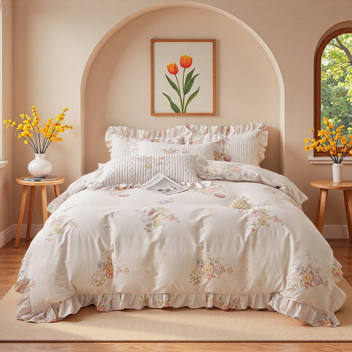 91家纺网 家纺一手货源 找家纺 宜凡家纺 2026新款全棉数码印花床盖②号系列四件套 澜晚