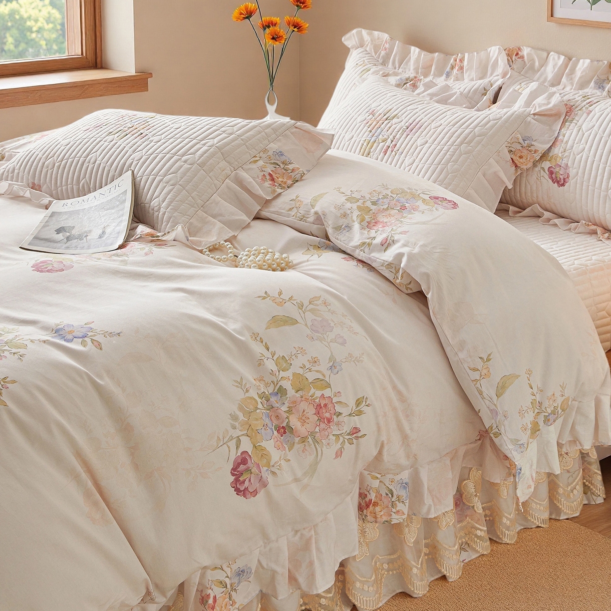 91家纺网 家纺一手货源 找家纺 宜凡家纺 2026新款全棉数码印花床盖②号系列四件套 澜晚