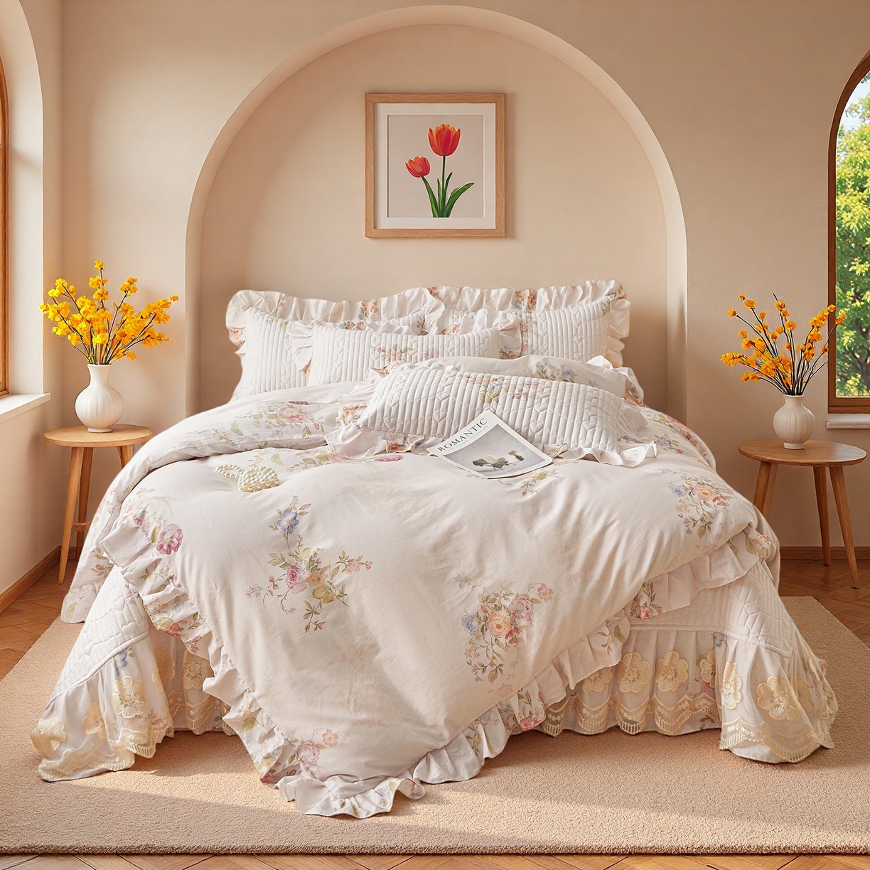 91家纺网 家纺一手货源 找家纺 宜凡家纺 2026新款全棉数码印花床盖②号系列四件套 澜晚