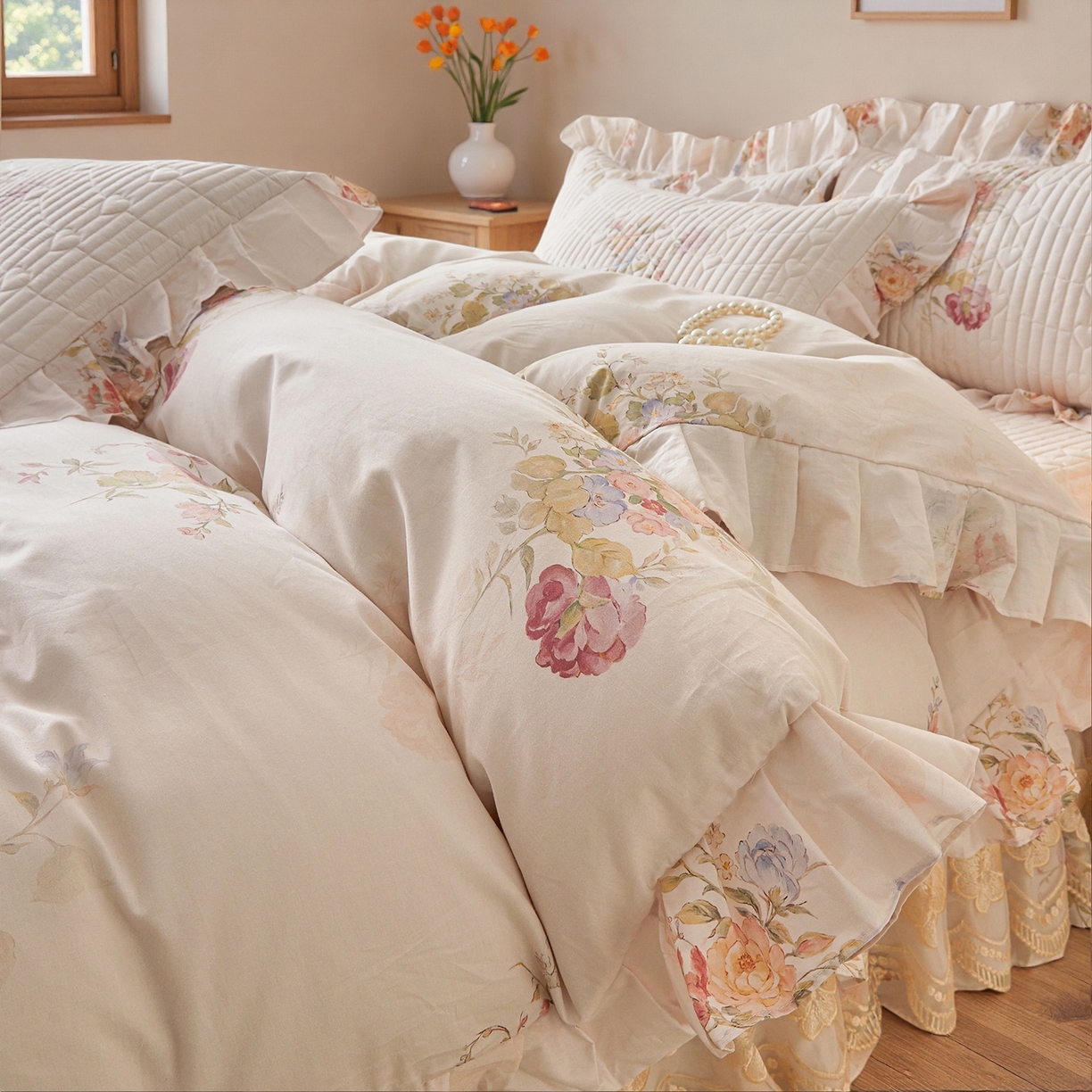 91家纺网 家纺一手货源 找家纺 宜凡家纺 2026新款全棉数码印花床盖②号系列四件套 澜晚