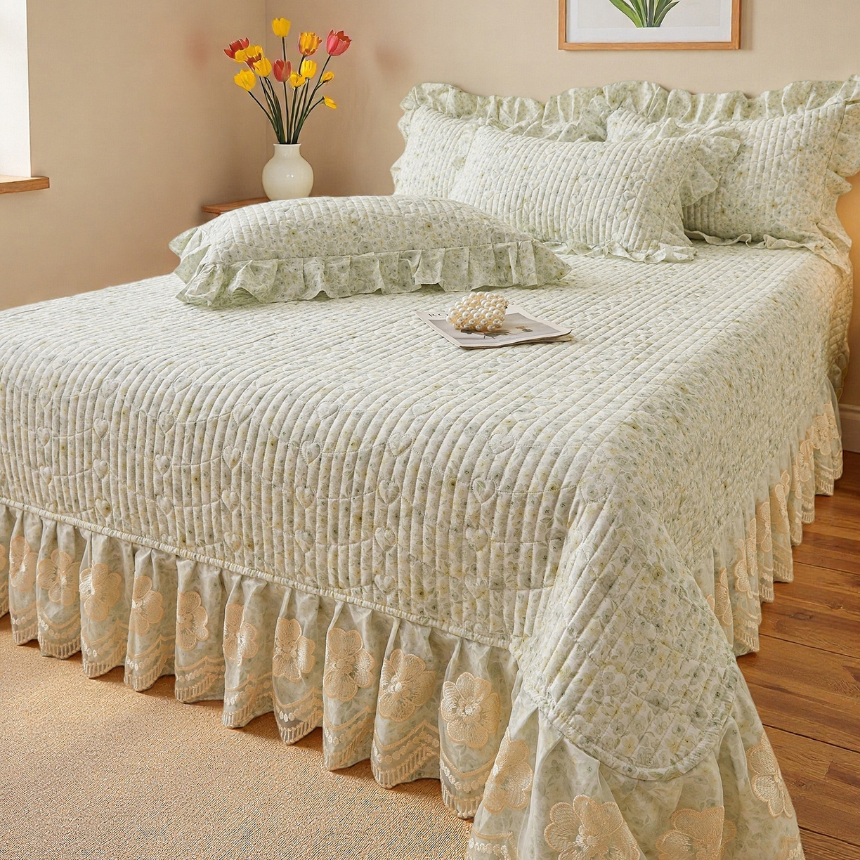 91家纺网 家纺一手货源 找家纺 宜凡家纺 2026新款全棉数码印花床盖②号系列四件套 茜野