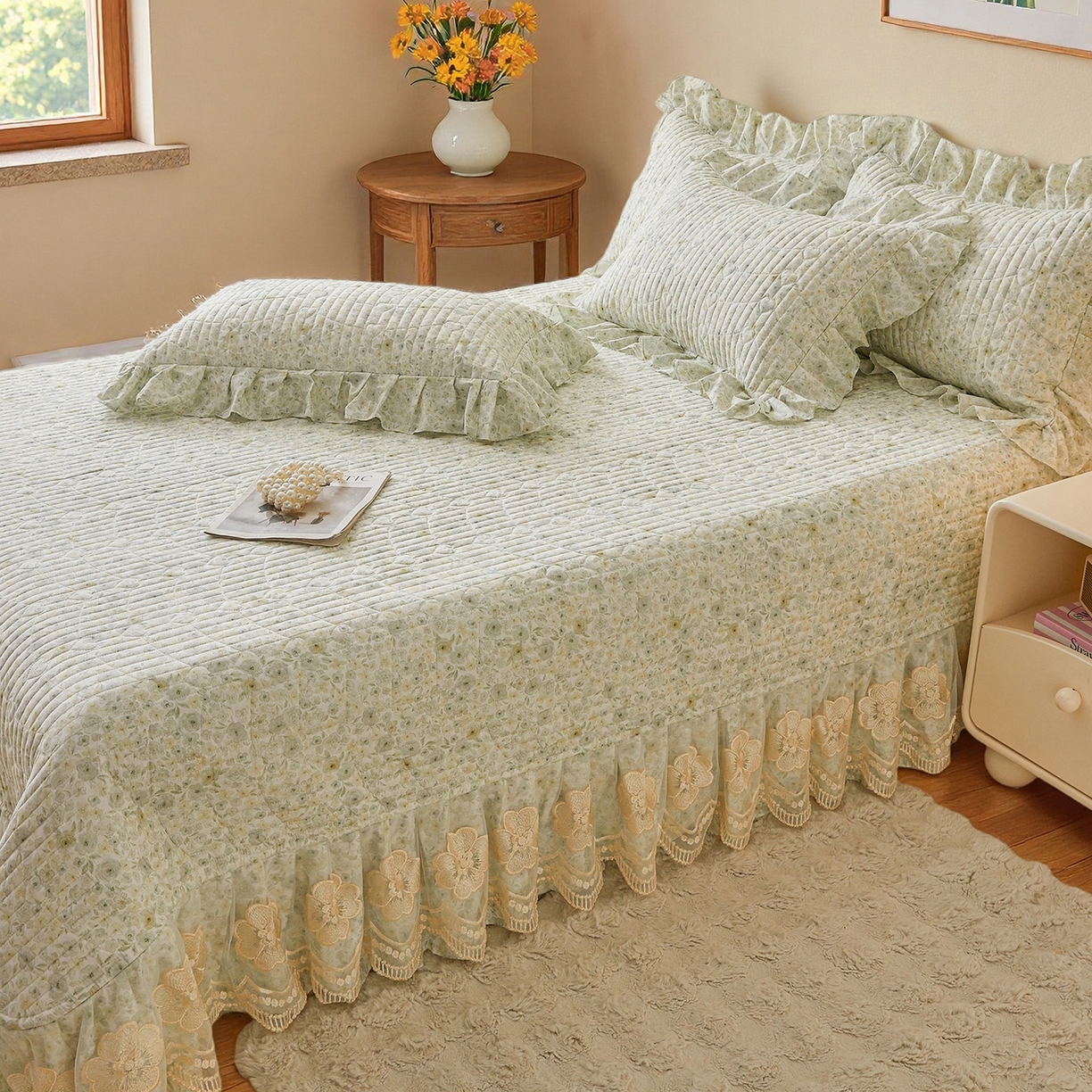 91家纺网 家纺一手货源 找家纺 宜凡家纺 2026新款全棉数码印花床盖②号系列四件套 茜野