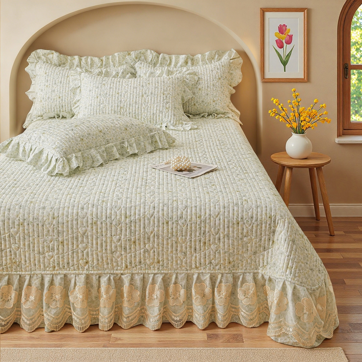 91家纺网 家纺一手货源 找家纺 宜凡家纺 2026新款全棉数码印花床盖②号系列四件套 茜野