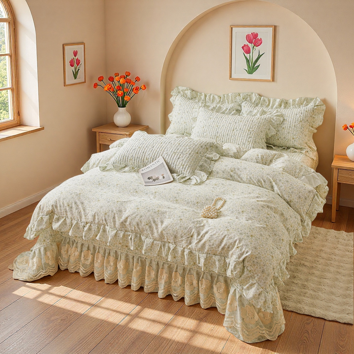 91家纺网 家纺一手货源 找家纺 宜凡家纺 2026新款全棉数码印花床盖②号系列四件套 茜野