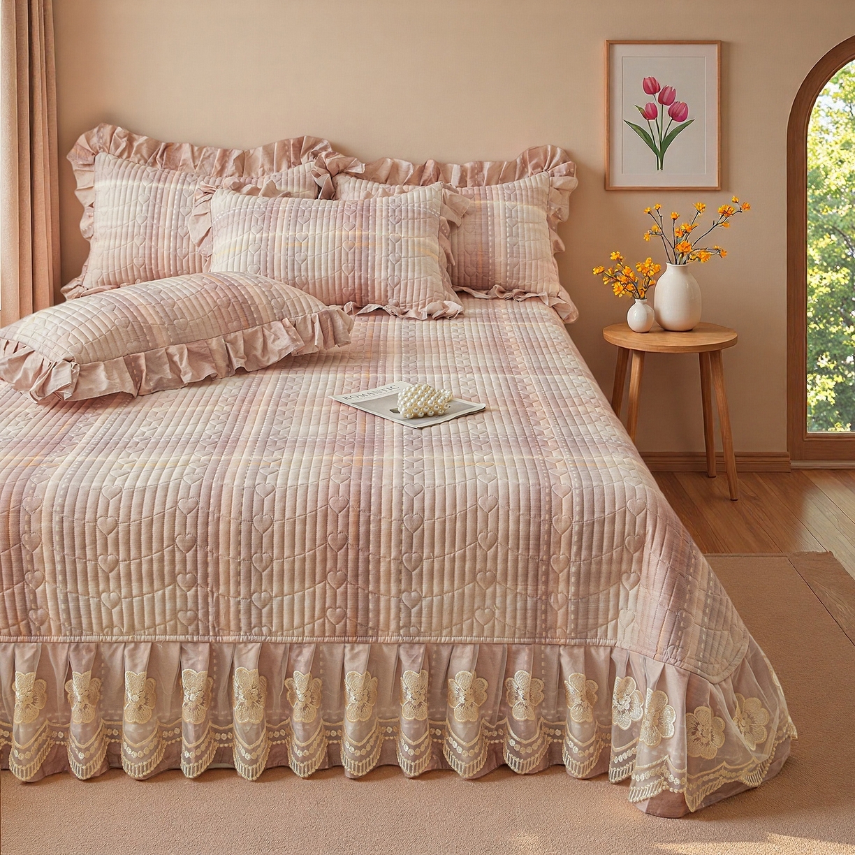 91家纺网 家纺一手货源 找家纺 宜凡家纺 2026新款全棉数码印花床盖②号系列三件套 光之羽-紫