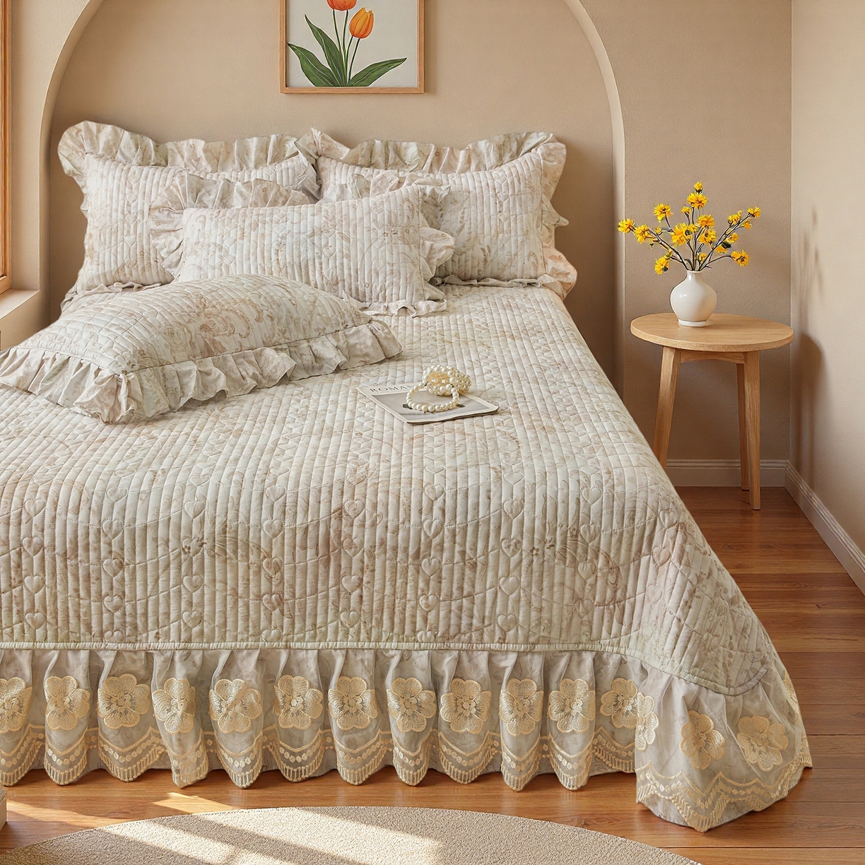 91家纺网 家纺一手货源 找家纺 宜凡家纺 2026新款全棉数码印花床盖②号系列三件套 禾暮