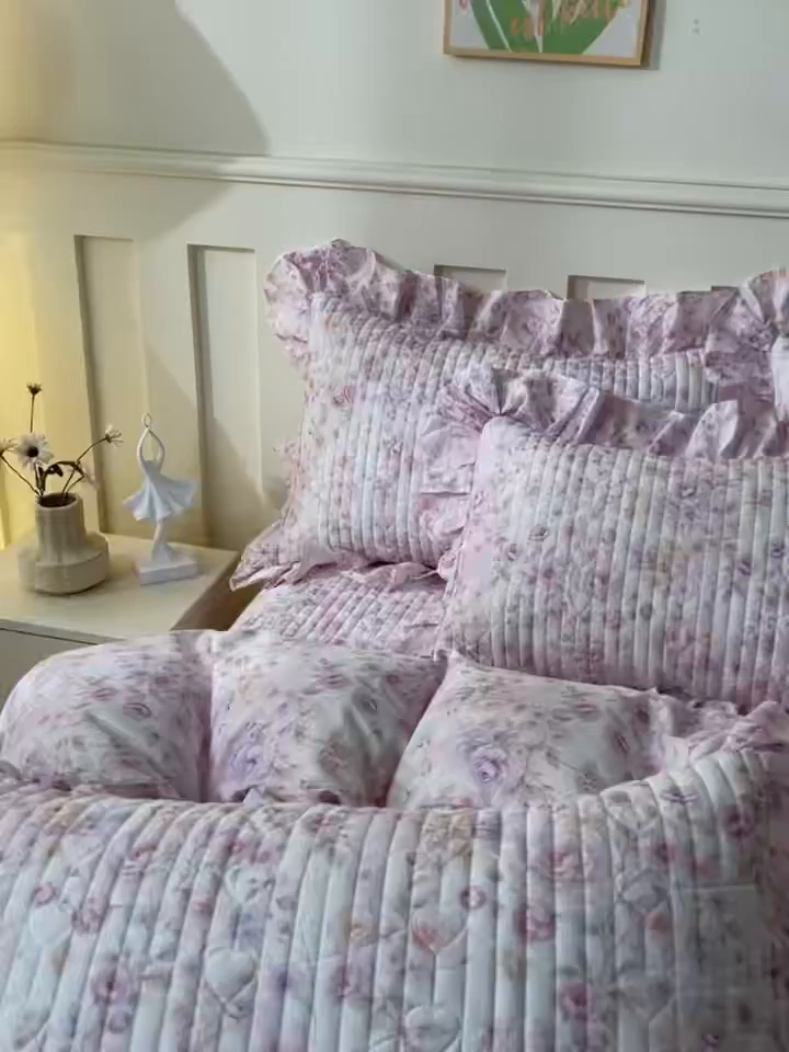 91家纺网 家纺一手货源 找家纺 宜凡家纺 2026新款全棉数码印花床盖②号系列四件套 恬静