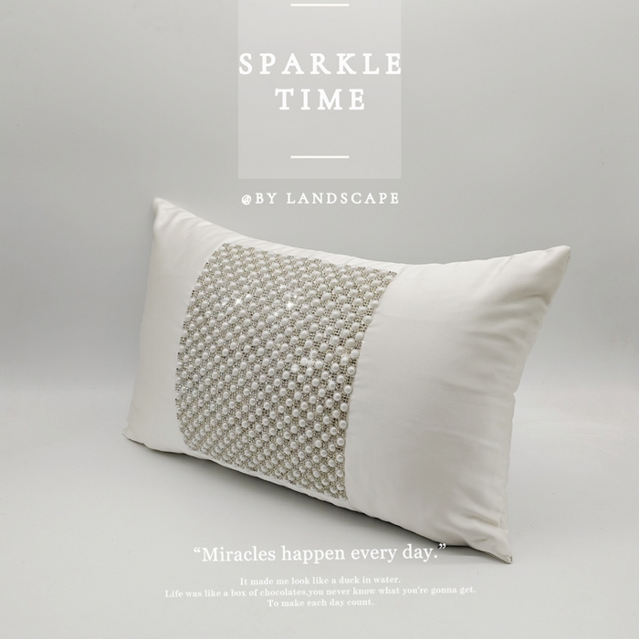 91家纺网 家纺一手货源 找家纺 （总）澜屿 2026新款珍珠镶钻抱枕装饰枕腰枕枕芯-半璇