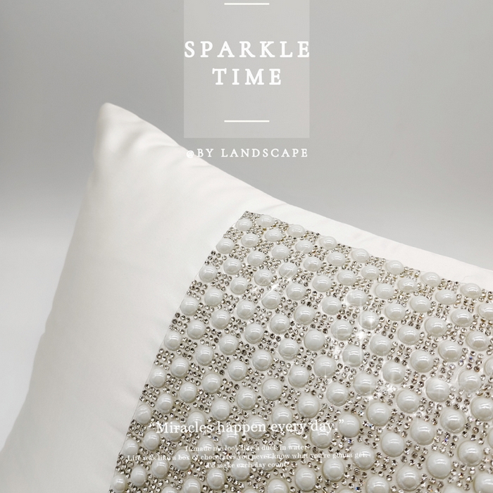 91家纺网 家纺一手货源 找家纺 澜屿 2026新款珍珠镶钻抱枕装饰枕腰枕枕芯-半璇 半璇白