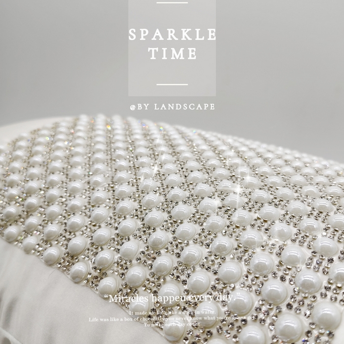 91家纺网 家纺一手货源 找家纺 澜屿 2026新款珍珠镶钻抱枕装饰枕腰枕枕芯-半璇 半璇白