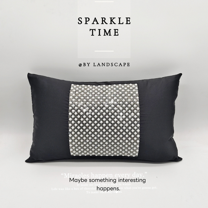 澜屿 2026新款珍珠镶钻抱枕装饰枕腰枕枕芯-半璇 半璇黑