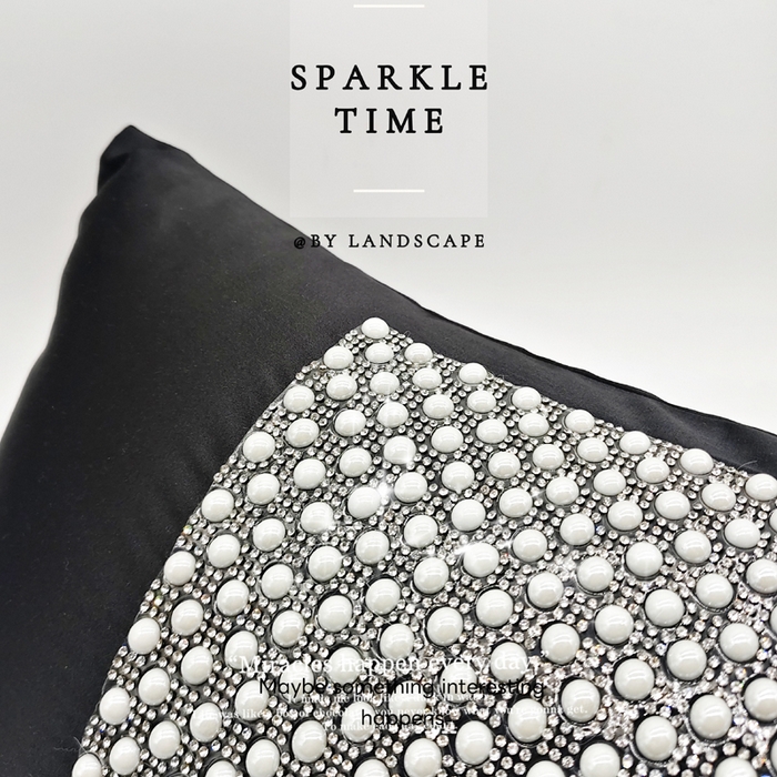 91家纺网 家纺一手货源 找家纺 澜屿 2026新款珍珠镶钻抱枕装饰枕腰枕枕芯-半璇 半璇黑