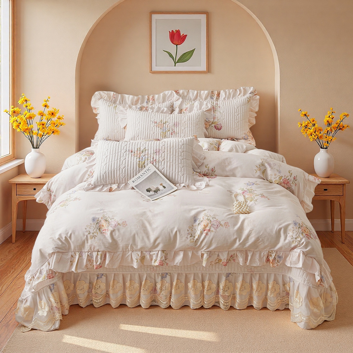 91家纺网 家纺一手货源 找家纺 宜凡家纺 2026新款全棉数码印花床盖②号系列三件套 澜晚