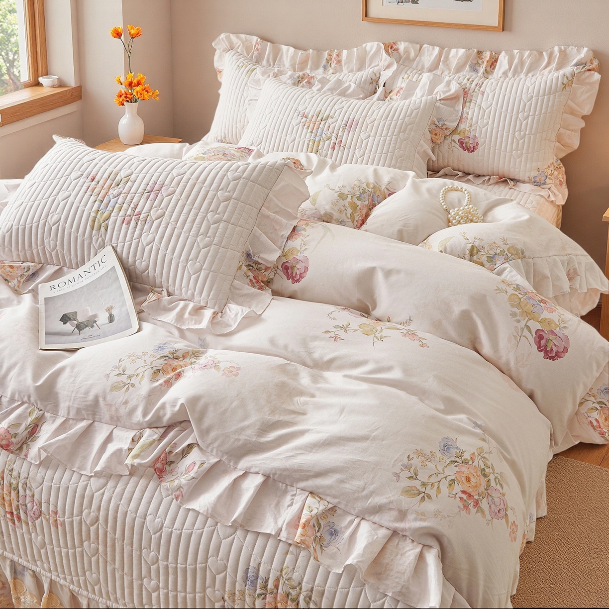 91家纺网 家纺一手货源 找家纺 宜凡家纺 2026新款全棉数码印花床盖②号系列三件套 澜晚