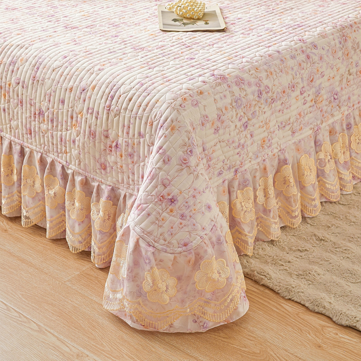 91家纺网 家纺一手货源 找家纺 宜凡家纺 2026新款全棉数码印花床盖②号系列三件套 恬静