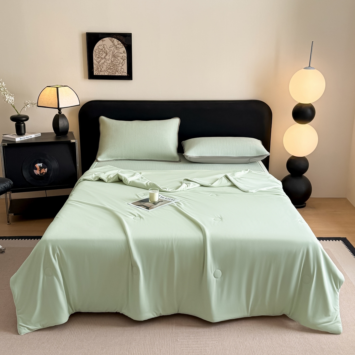 91家纺网 家纺一手货源 找家纺 （总）欧邦 2026新款PE中分子提花冰豆豆床笠凉席