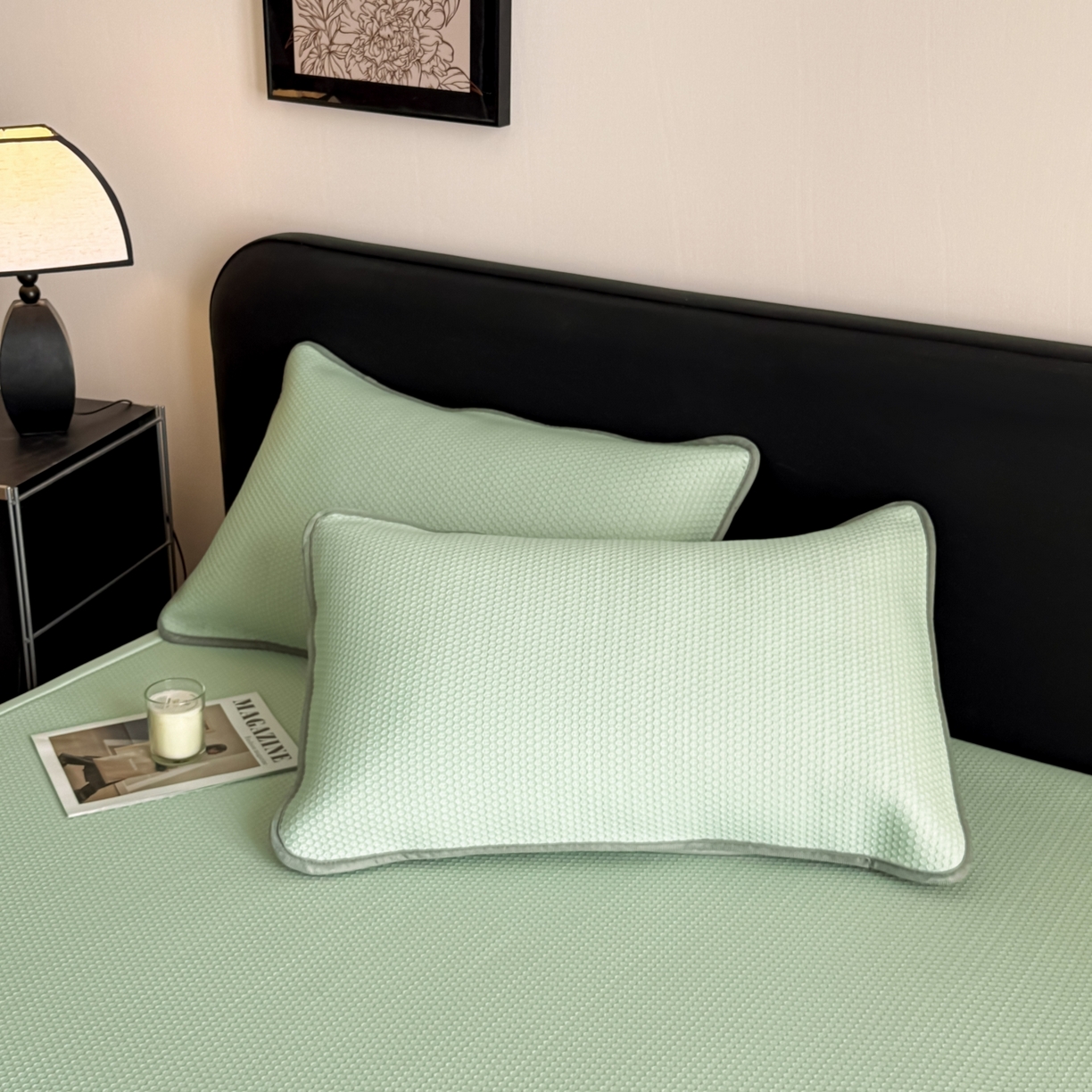 91家纺网 家纺一手货源 找家纺 （总）欧邦 2026新款PE中分子提花冰豆豆床笠凉席