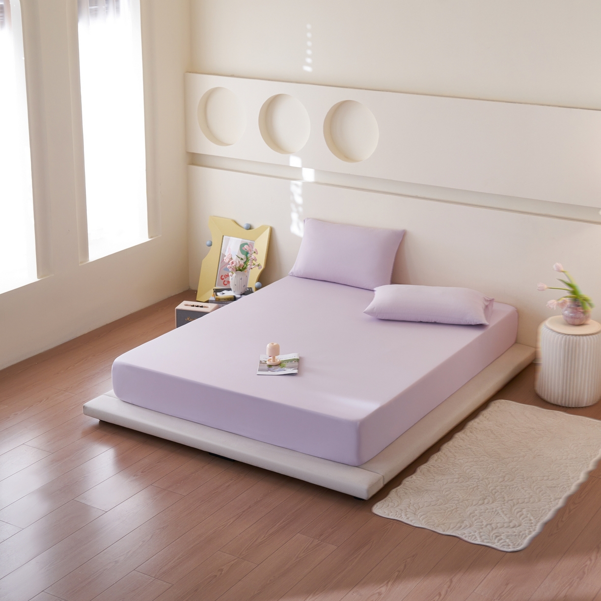 91家纺网 家纺一手货源 找家纺 （总）亿梵家居 2026新款A类锦氨凉感床笠某姆同款冰皮纯色床笠全包围三件套