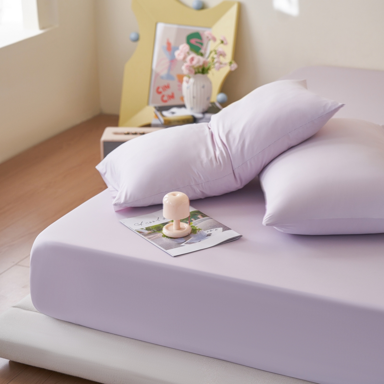 91家纺网 家纺一手货源 找家纺 （总）亿梵家居 2026新款A类锦氨凉感床笠某姆同款冰皮纯色床笠全包围三件套