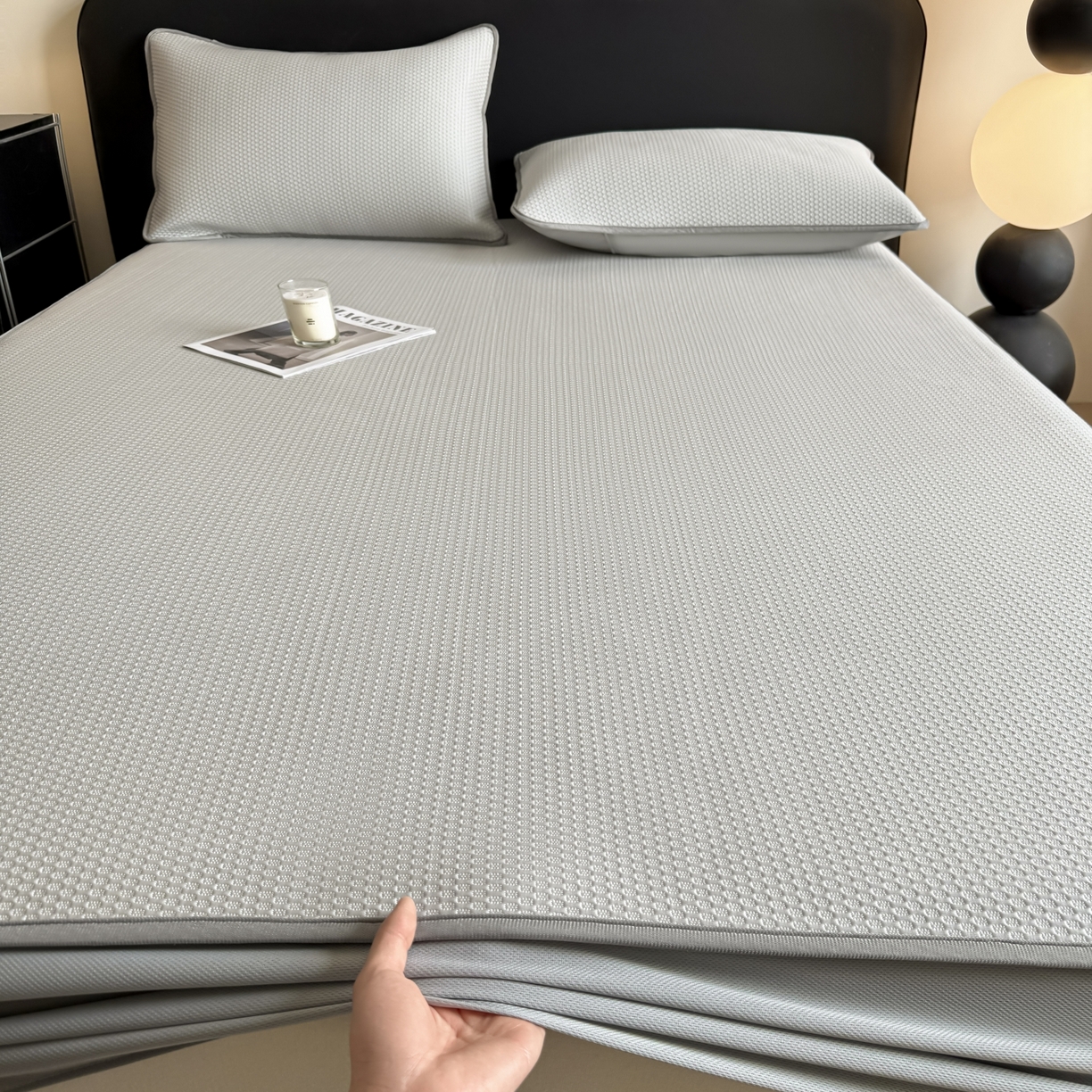 91家纺网 家纺一手货源 找家纺 （总）欧邦 2026新款PE中分子提花冰豆豆床笠凉席