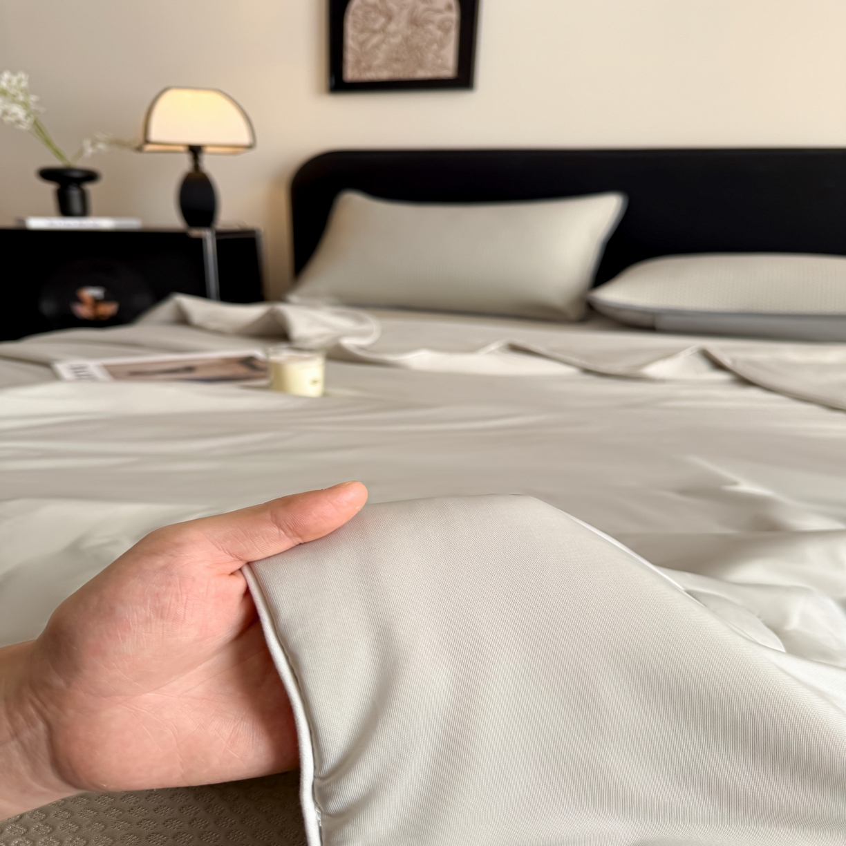 91家纺网 家纺一手货源 找家纺 欧邦 2026新款PE中分子提花冰豆豆床笠凉席 蜂巢-卡其-凉席款