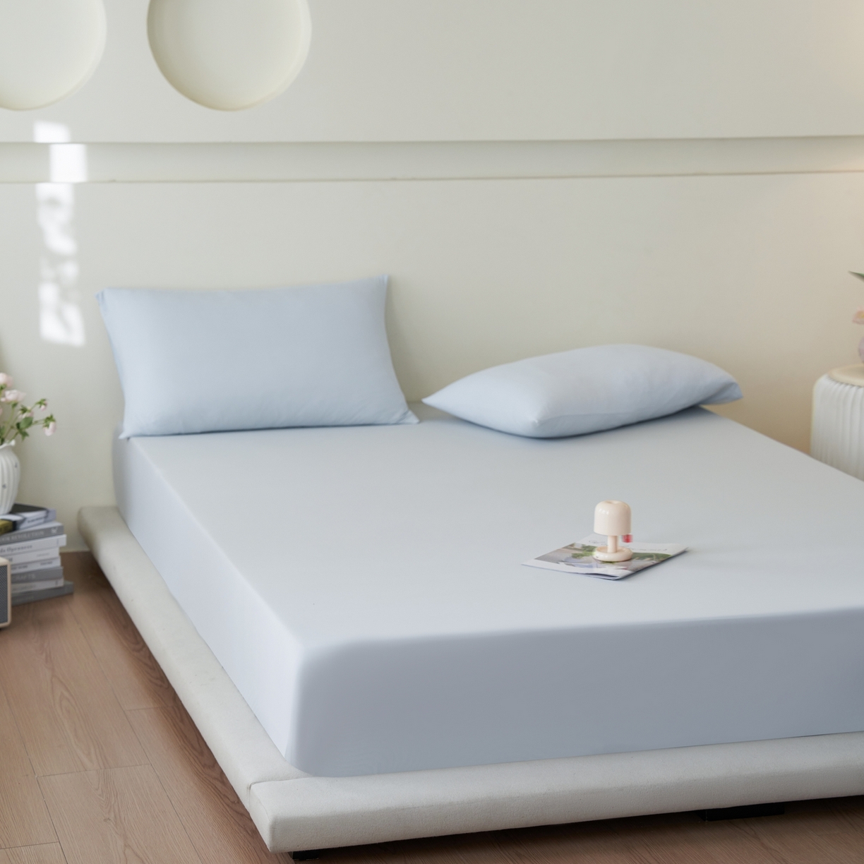 91家纺网 家纺一手货源 找家纺 亿梵家居 2026新款A类锦氨凉感床笠某姆同款冰皮纯色床笠全包围三件套 轻奢灰