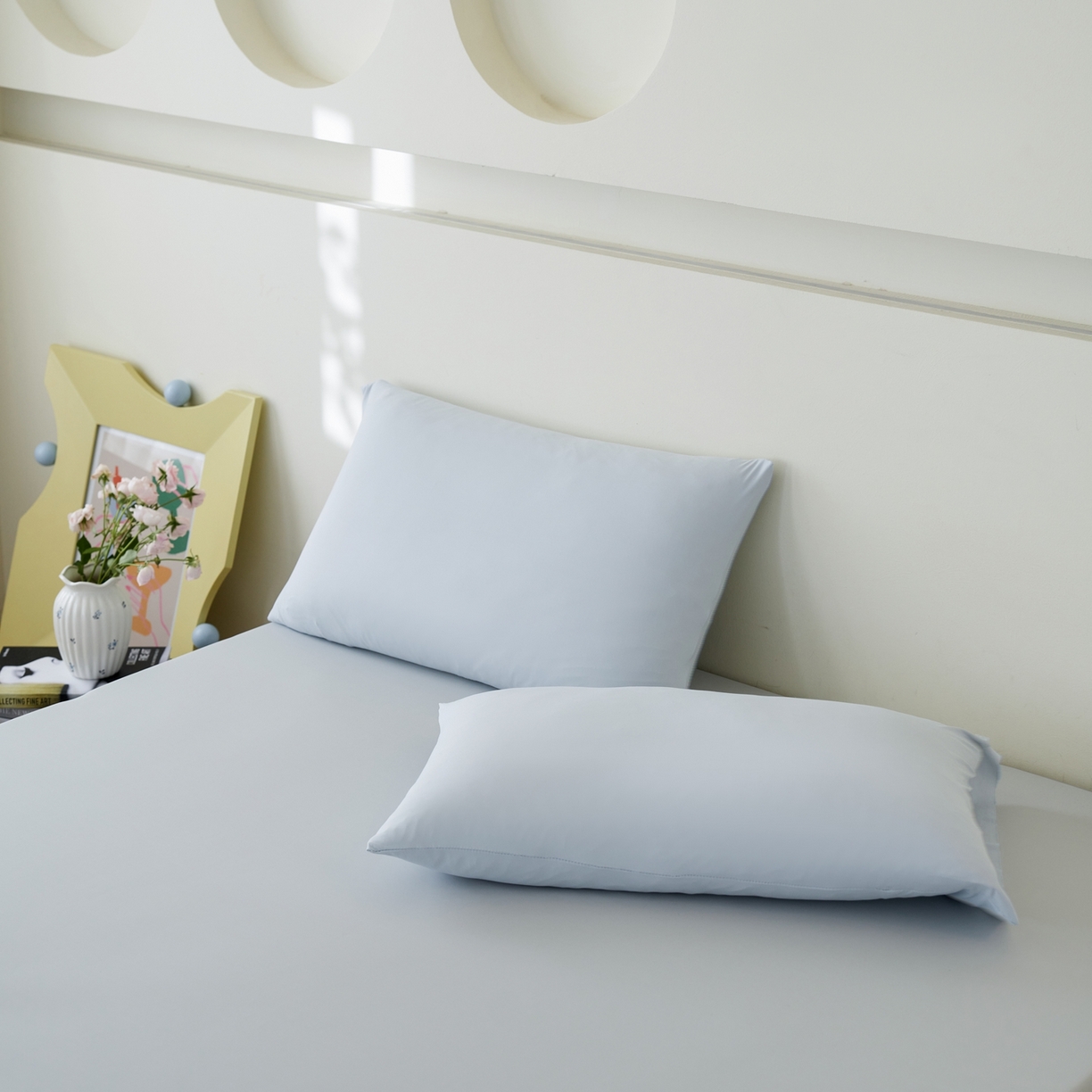 91家纺网 家纺一手货源 找家纺 亿梵家居 2026新款A类锦氨凉感床笠某姆同款冰皮纯色床笠全包围三件套 轻奢灰