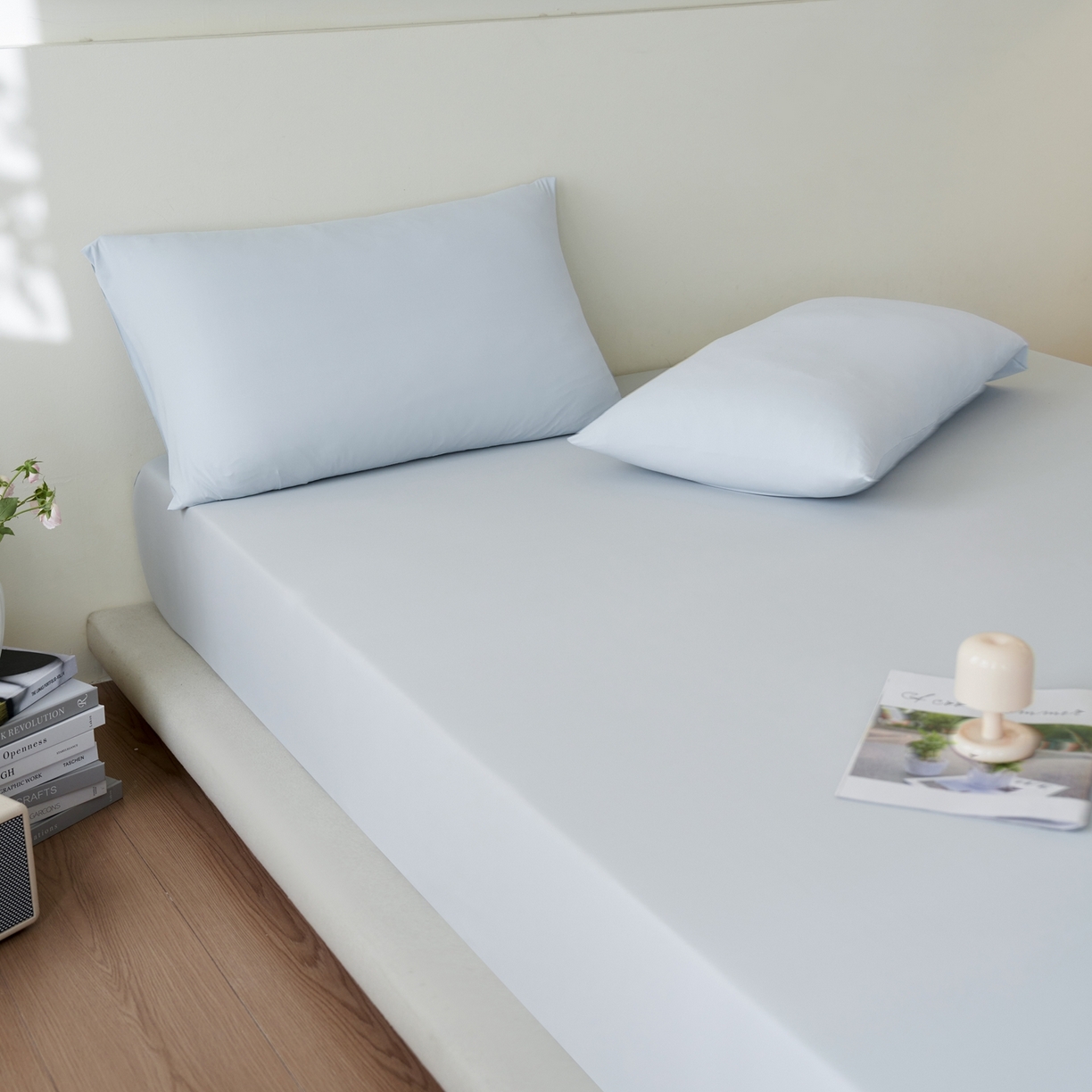 91家纺网 家纺一手货源 找家纺 亿梵家居 2026新款A类锦氨凉感床笠某姆同款冰皮纯色床笠全包围三件套 轻奢灰