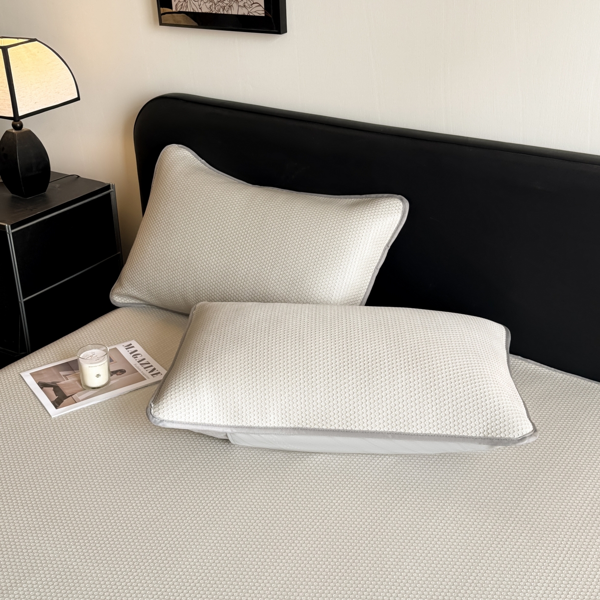 91家纺网 家纺一手货源 找家纺 欧邦 2026新款PE中分子提花冰豆豆床笠凉席 蜂巢-卡其-床笠款