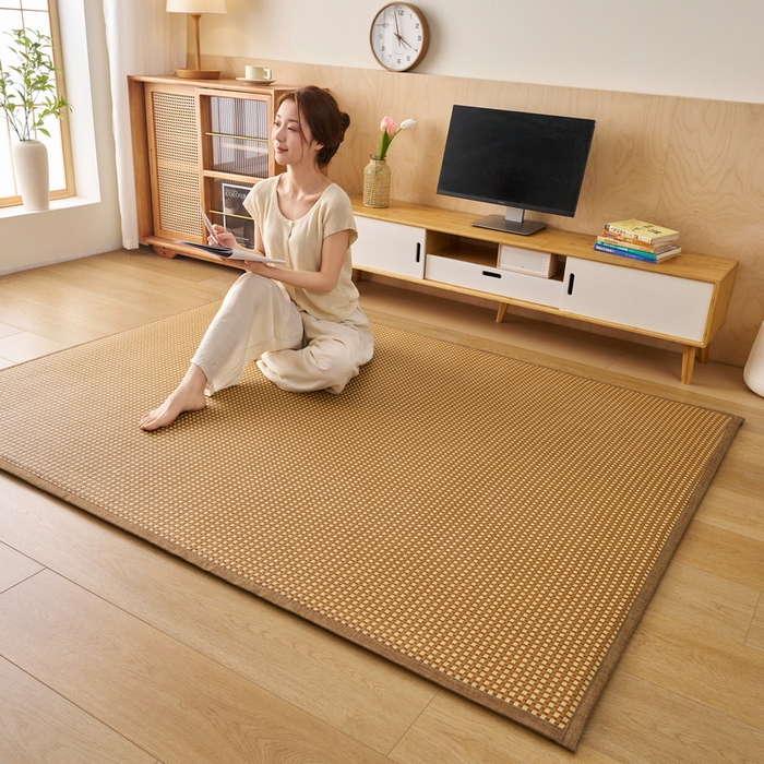 91家纺网 家纺一手货源 找家纺 畅畅家纺 2026新款多功能亲肤舒适凉感冰藤床垫藤席地垫-厚度1.5cm 玉小格