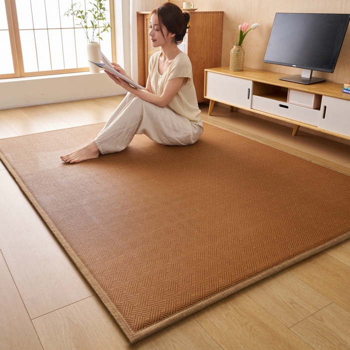 91家纺网 家纺一手货源 找家纺 畅畅家纺 2026新款多功能亲肤舒适凉感冰藤床垫藤席地垫-厚度1.5cm 经典方格