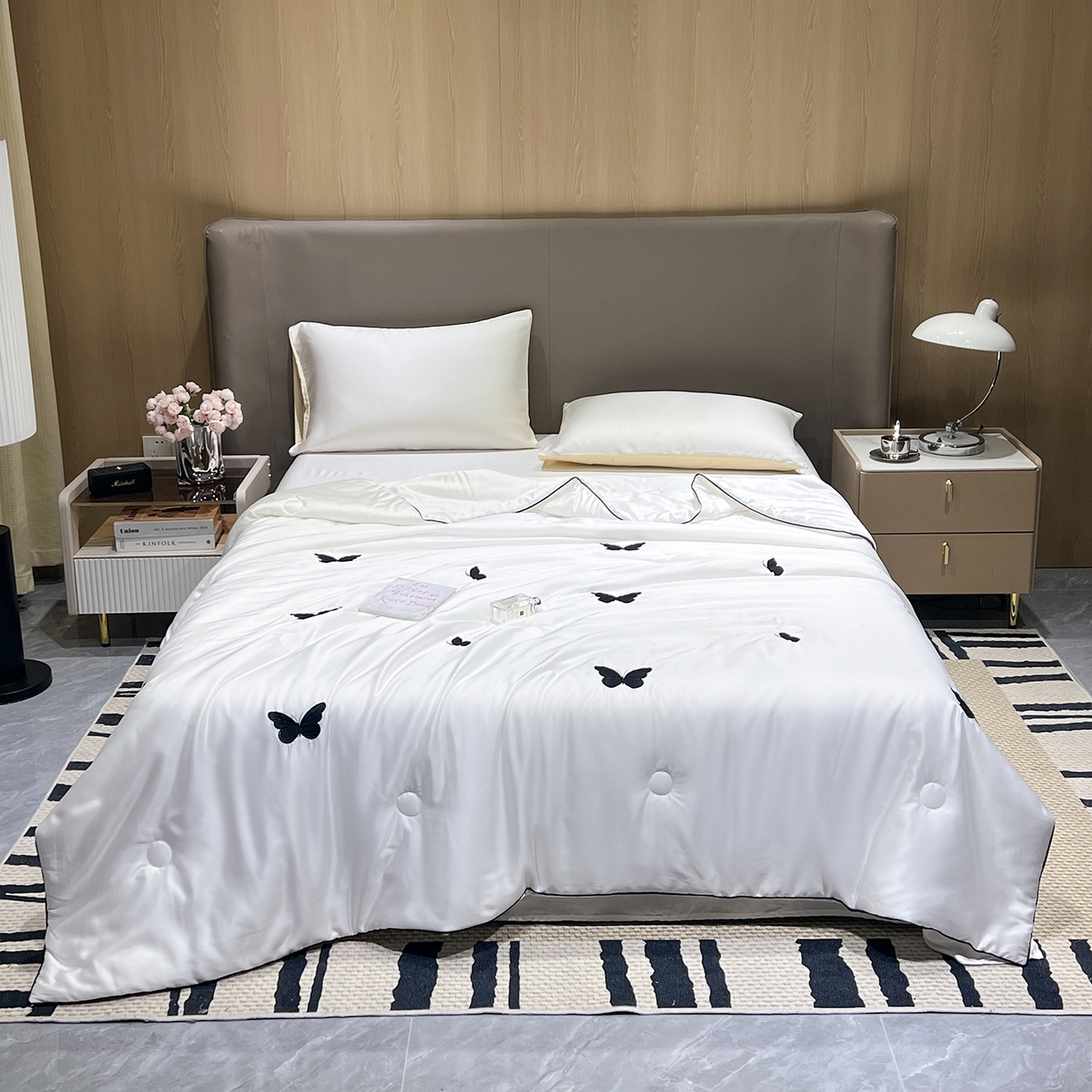 91家纺网 家纺一手货源 找家纺 （总）晨曦家纺 2026新款水洗天丝真丝绣花夏被四件套夏凉被高档刺绣