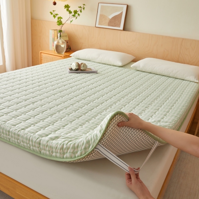 91家纺网 家纺一手货源 找家纺 畅畅家纺 2026新款棉花抗压棉床垫5公分8公分 绿小格