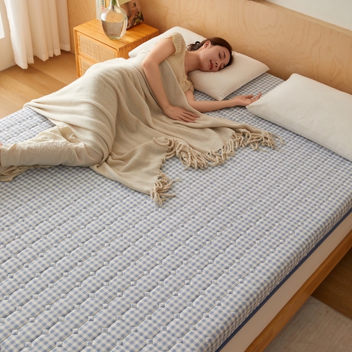 91家纺网 家纺一手货源 找家纺 畅畅家纺 2026新款棉花抗压棉床垫5公分8公分 蓝小格