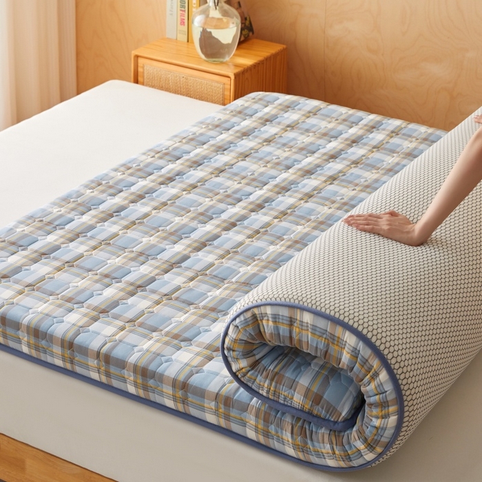 91家纺网 家纺一手货源 找家纺 畅畅家纺 2026新款棉花抗压棉床垫5公分8公分 蓝大格