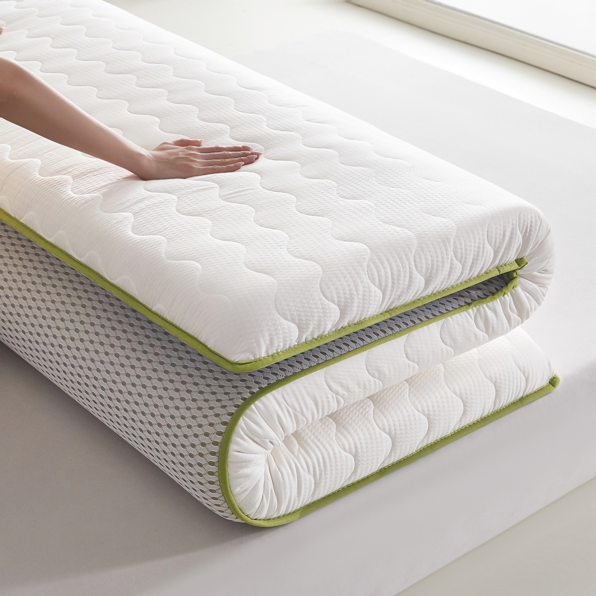 91家纺网 家纺一手货源 找家纺 畅畅家纺 2026新款磨毛泡泡抗压棉床垫 泡泡白色