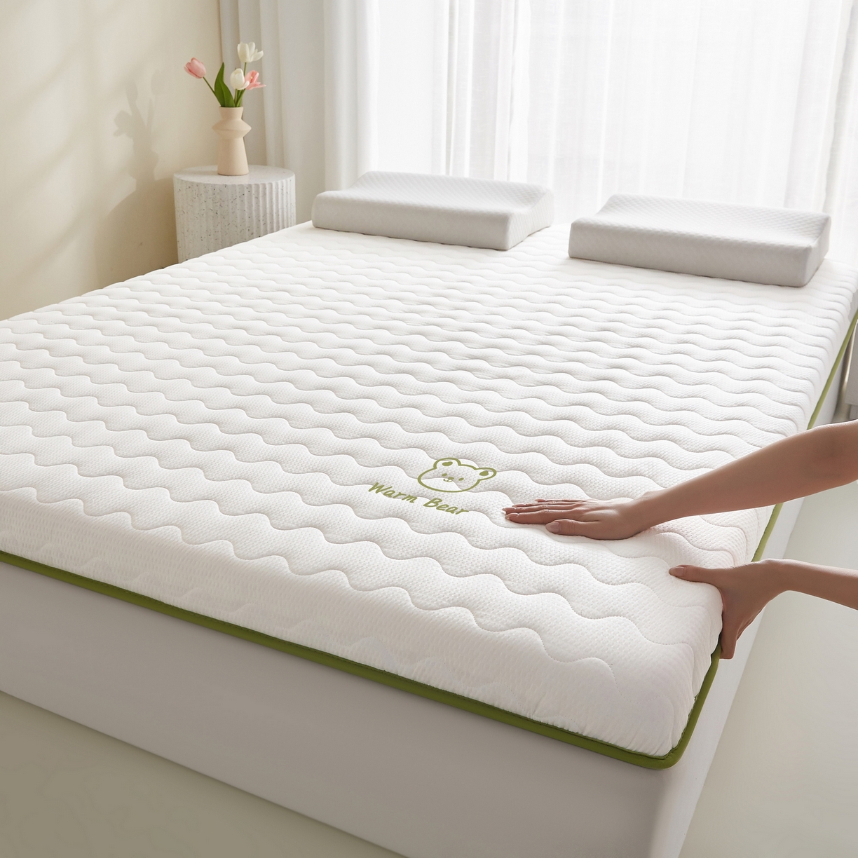 91家纺网 家纺一手货源 找家纺 畅畅家纺 2026新款磨毛泡泡抗压棉床垫 泡泡白色