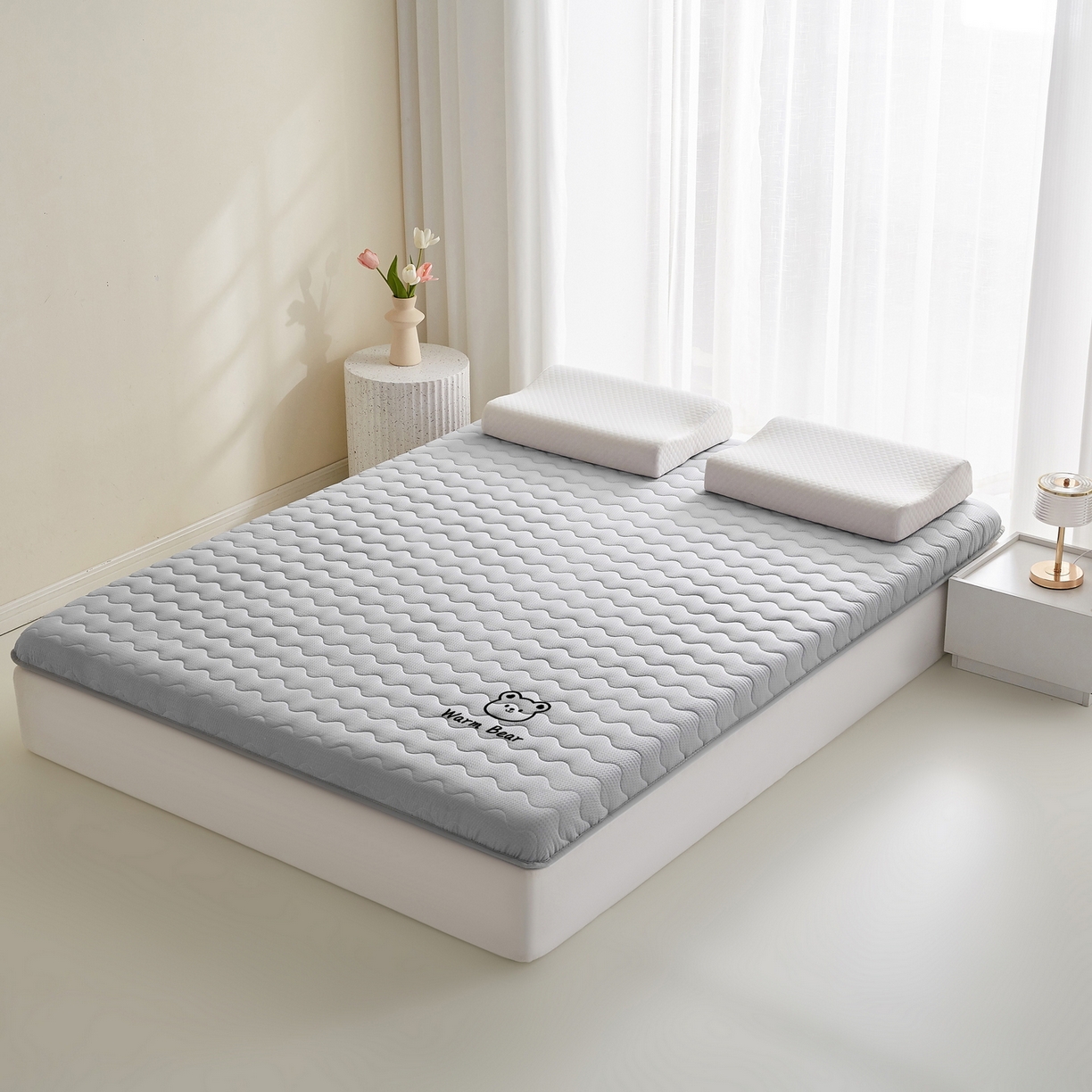 91家纺网 家纺一手货源 找家纺 畅畅家纺 2026新款磨毛泡泡抗压棉床垫 泡泡灰色