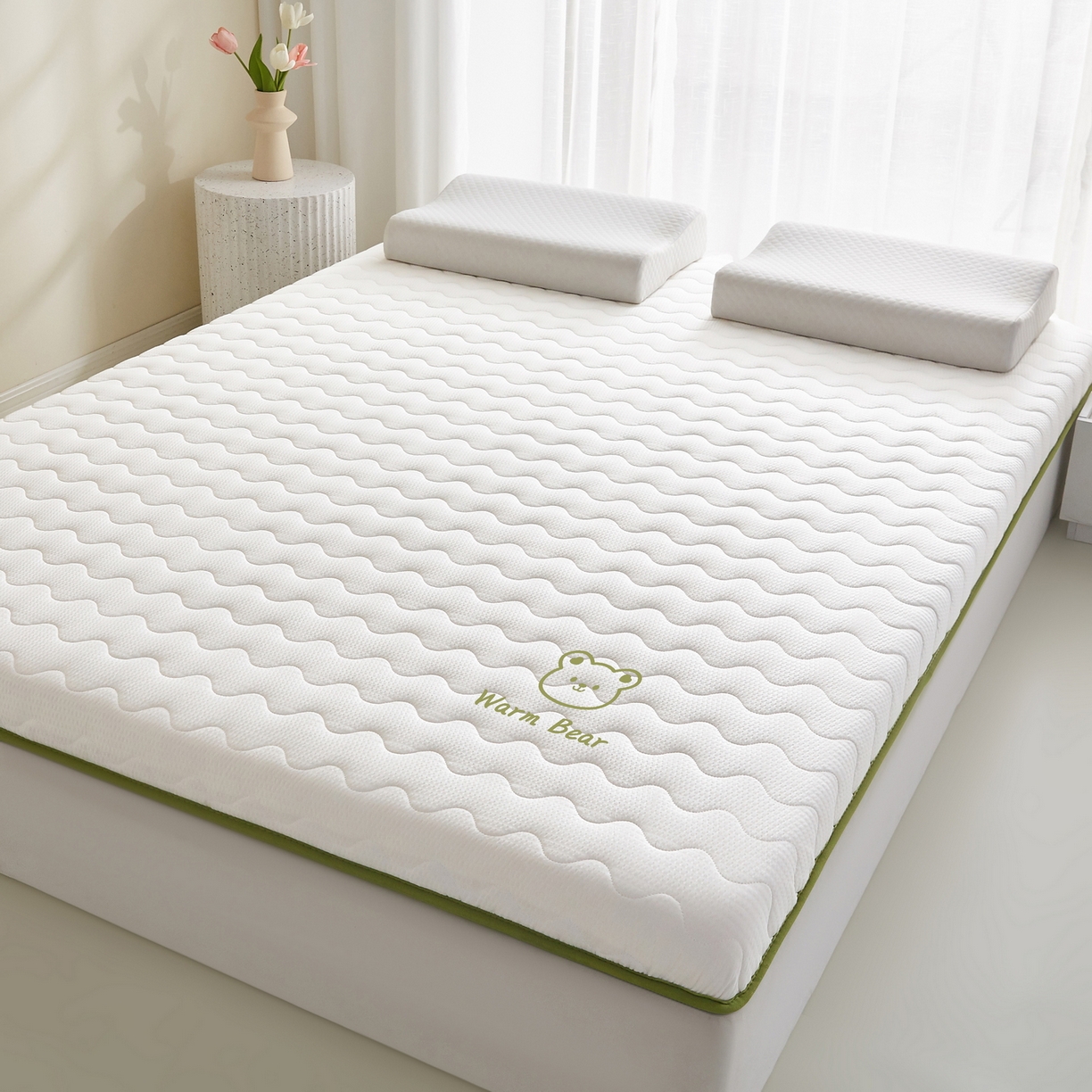 91家纺网 家纺一手货源 找家纺 畅畅家纺 2026新款磨毛泡泡抗压棉床垫 泡泡白色