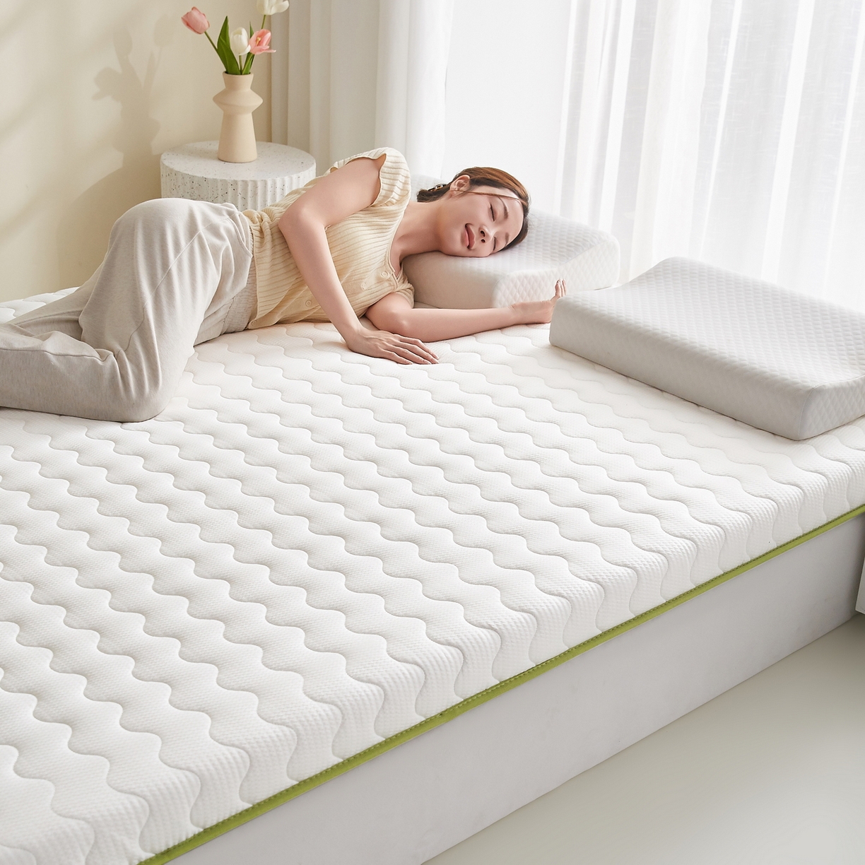 91家纺网 家纺一手货源 找家纺 畅畅家纺 2026新款磨毛泡泡抗压棉床垫 泡泡白色