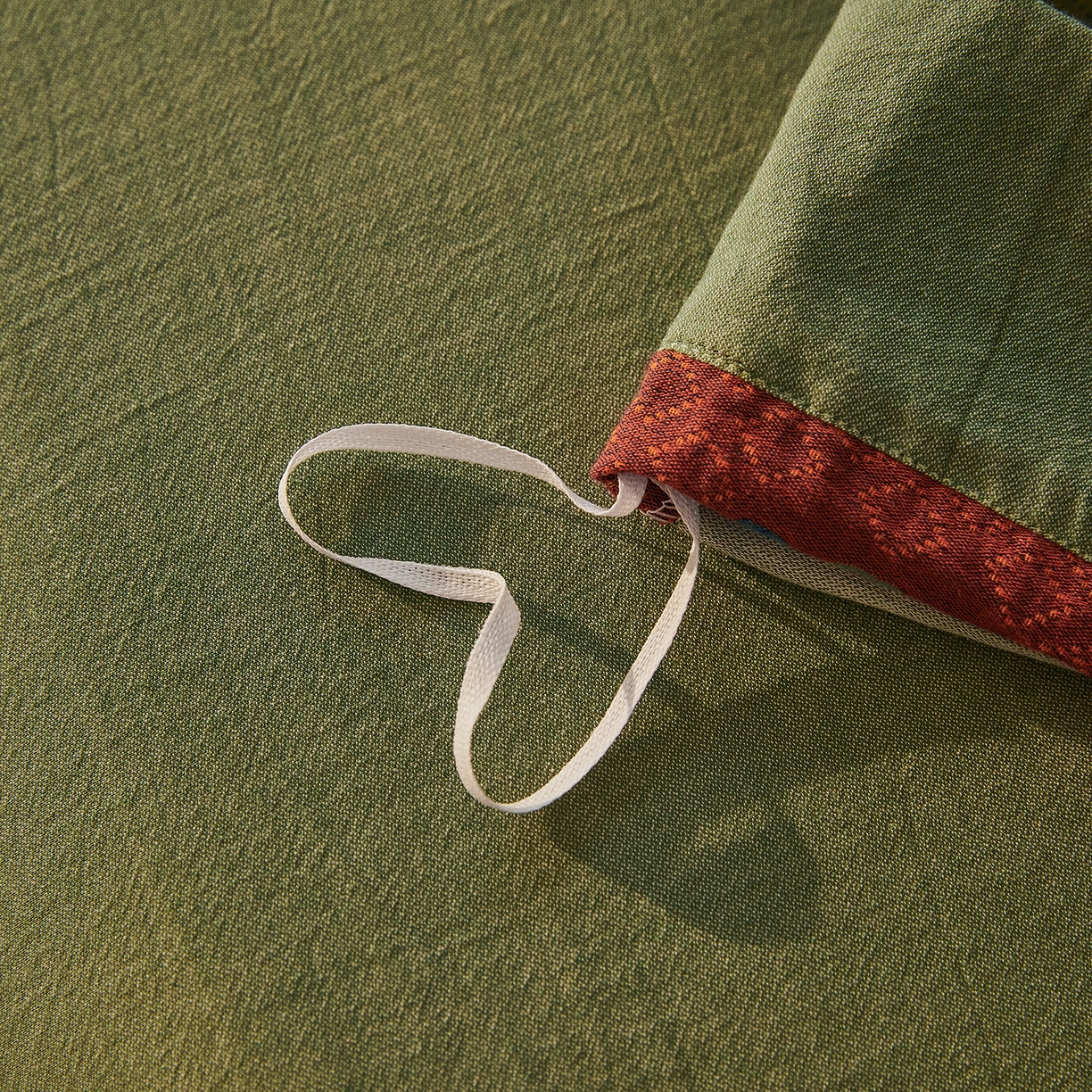 91家纺网 家纺一手货源 找家纺 （总）仰望棉麻双层纱供应链 2026新款财源滚滚一花三色全棉色织提花双层纱纽扣款四件套