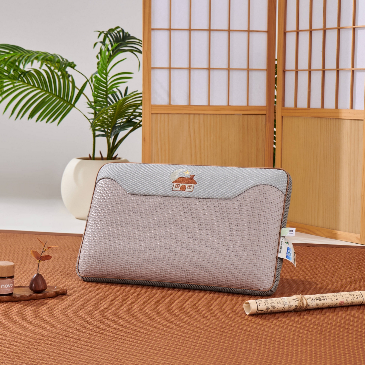 永旺家纺 2026新款凉感PE藤记忆枕枕头枕芯 PE藤枕-浅灰