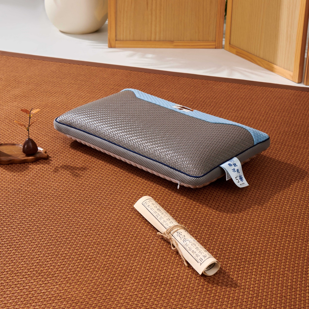 91家纺网 家纺一手货源 找家纺 永旺家纺 2026新款凉感PE藤记忆枕枕头枕芯 PE藤枕-深灰