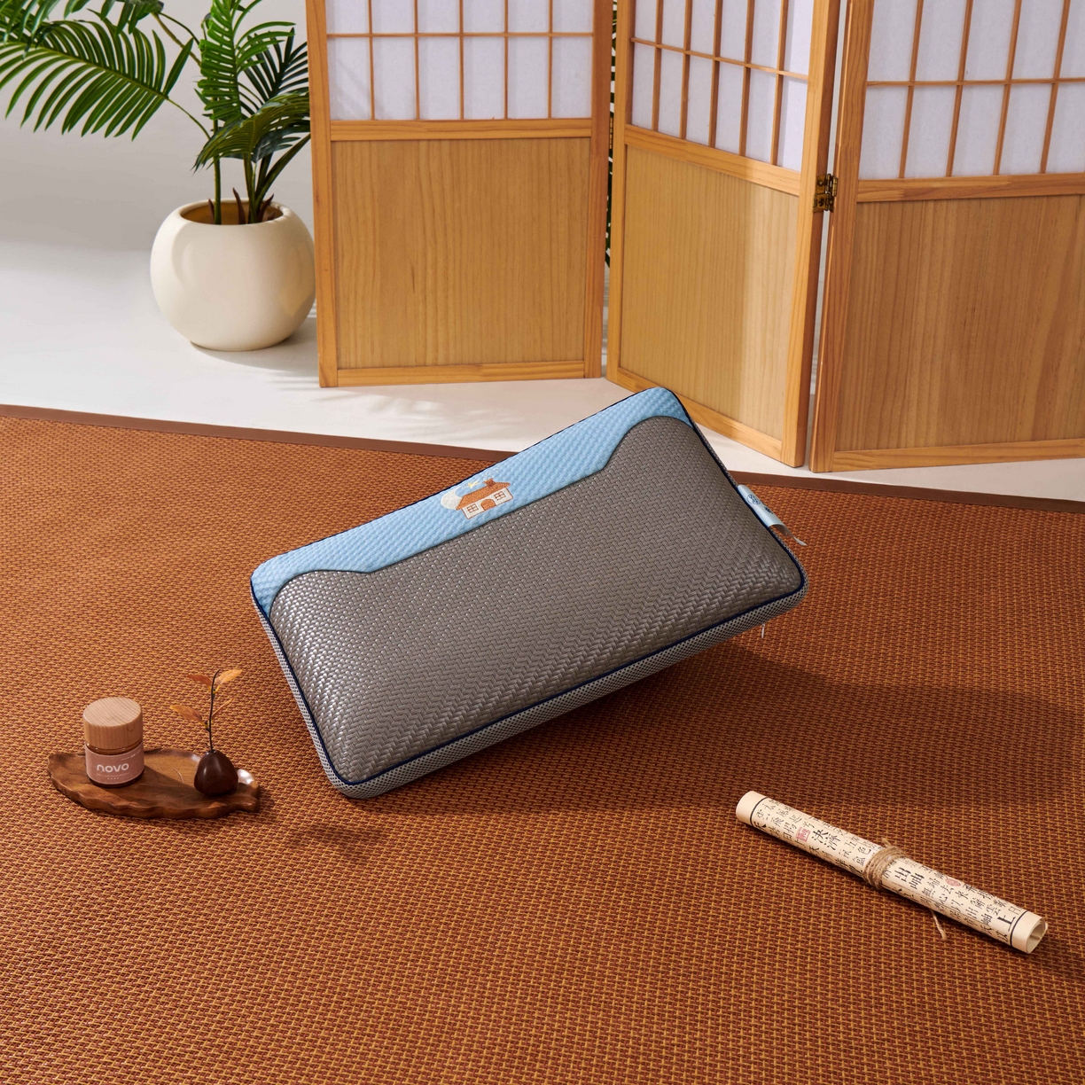 91家纺网 家纺一手货源 找家纺 永旺家纺 2026新款凉感PE藤记忆枕枕头枕芯 PE藤枕-深灰