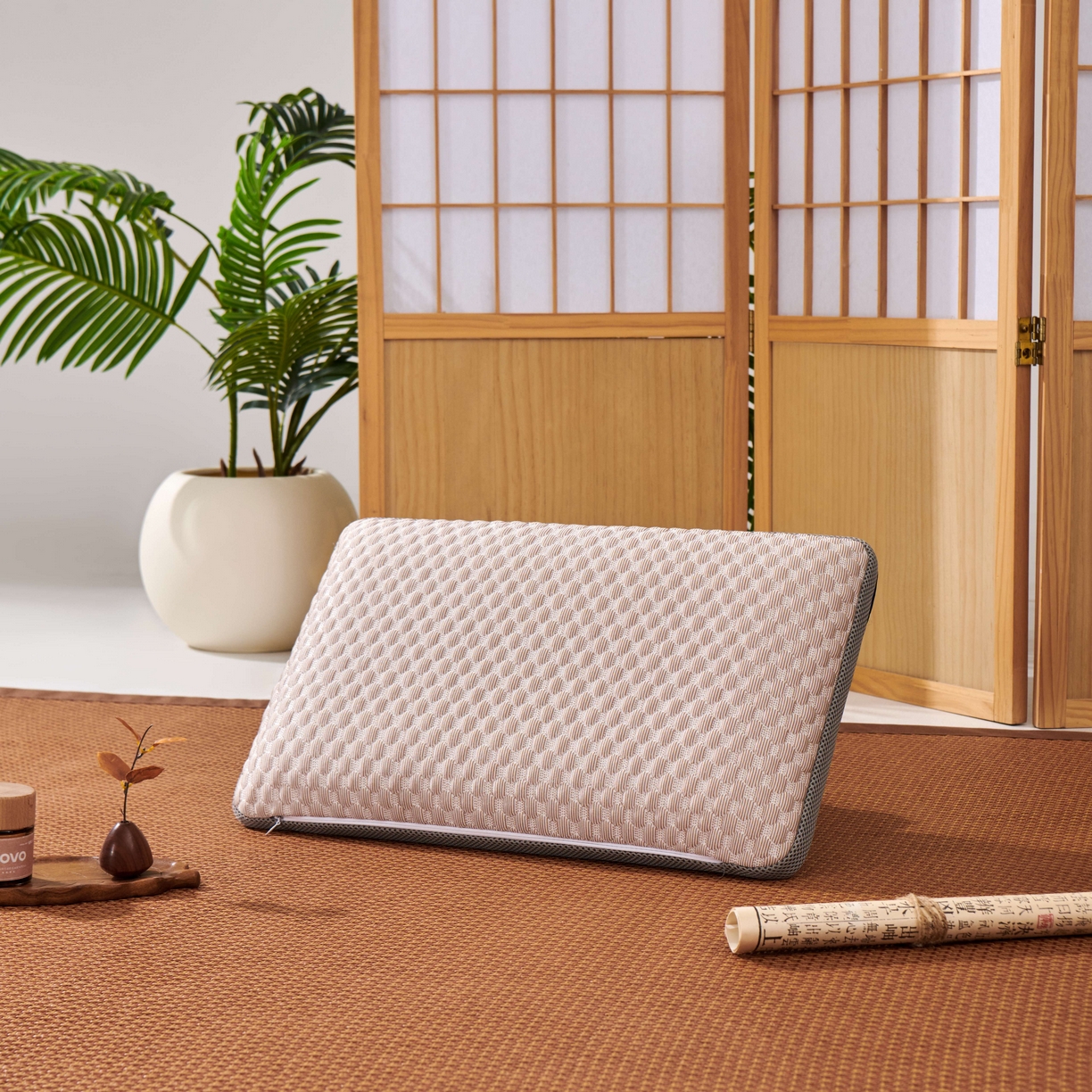 91家纺网 家纺一手货源 找家纺 永旺家纺 2026新款凉感PE藤记忆枕枕头枕芯 PE藤枕-深灰