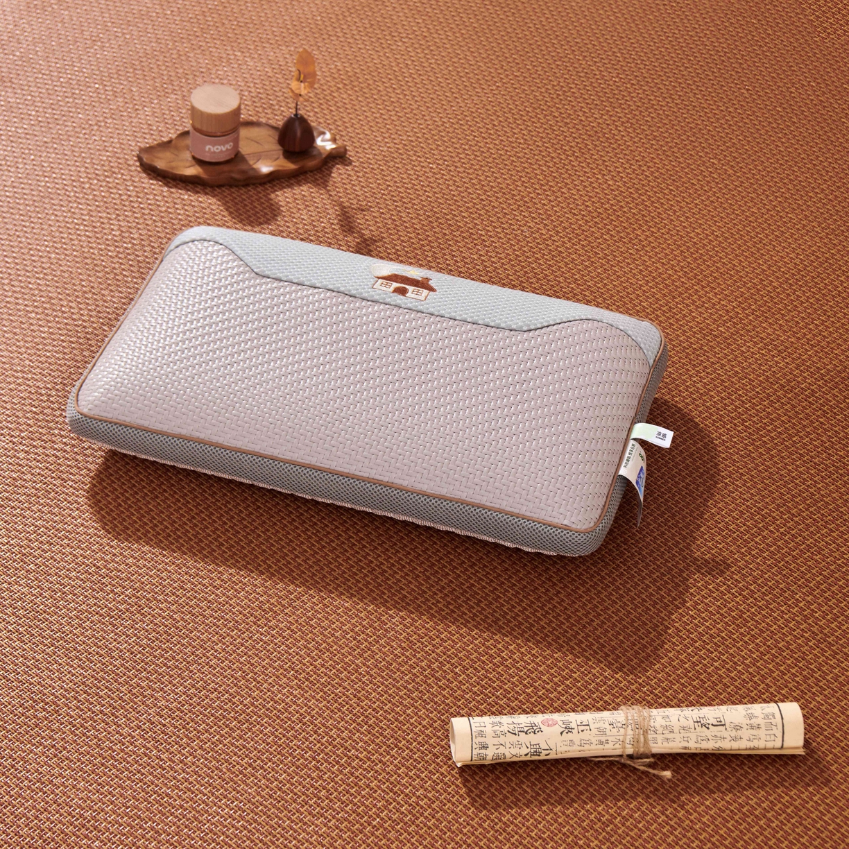 91家纺网 家纺一手货源 找家纺 永旺家纺 2026新款凉感PE藤记忆枕枕头枕芯 PE藤枕-浅灰