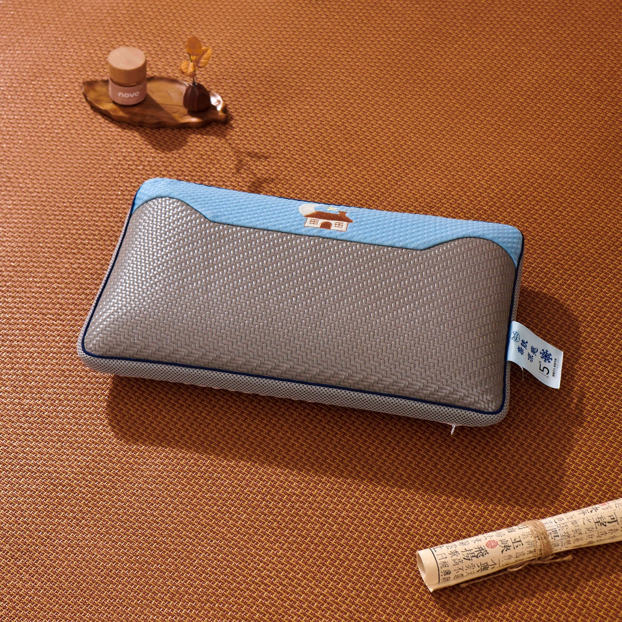 91家纺网 家纺一手货源 找家纺 永旺家纺 2026新款凉感PE藤记忆枕枕头枕芯 PE藤枕-深灰