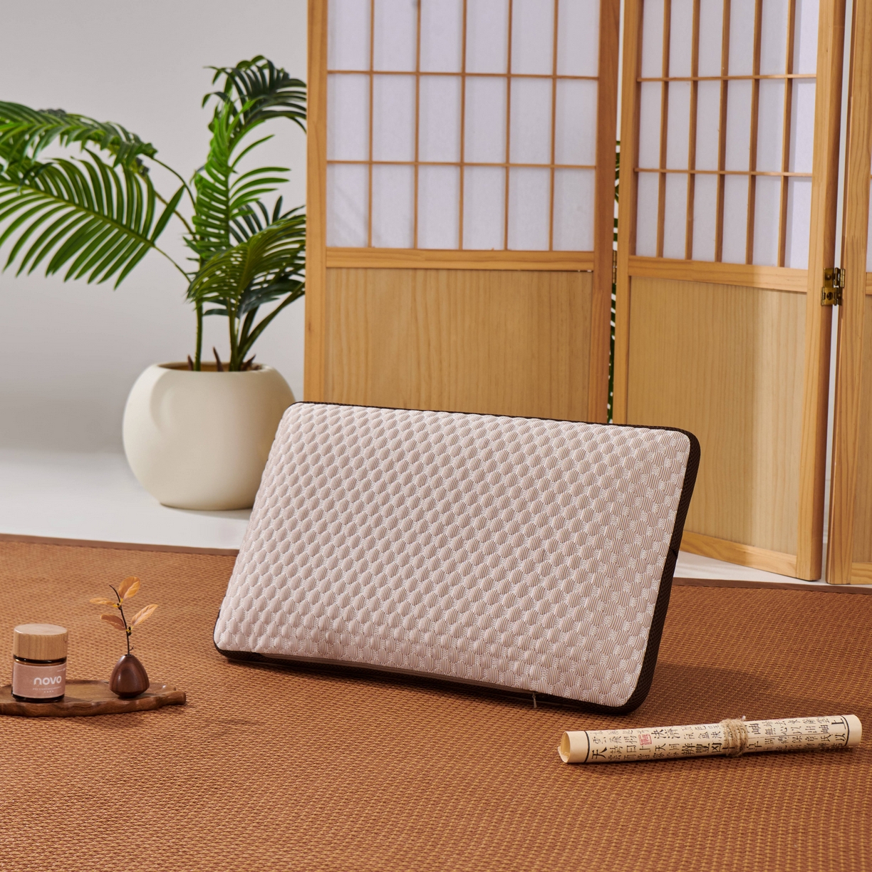 91家纺网 家纺一手货源 找家纺 永旺家纺 2026新款凉感PE藤记忆枕枕头枕芯 PE藤枕-咖色