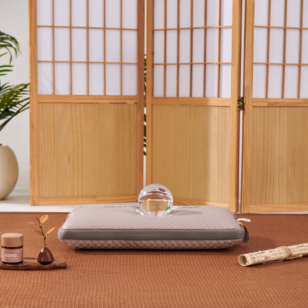 91家纺网 家纺一手货源 找家纺 永旺家纺 2026新款凉感PE藤记忆枕枕头枕芯 PE藤枕-浅灰