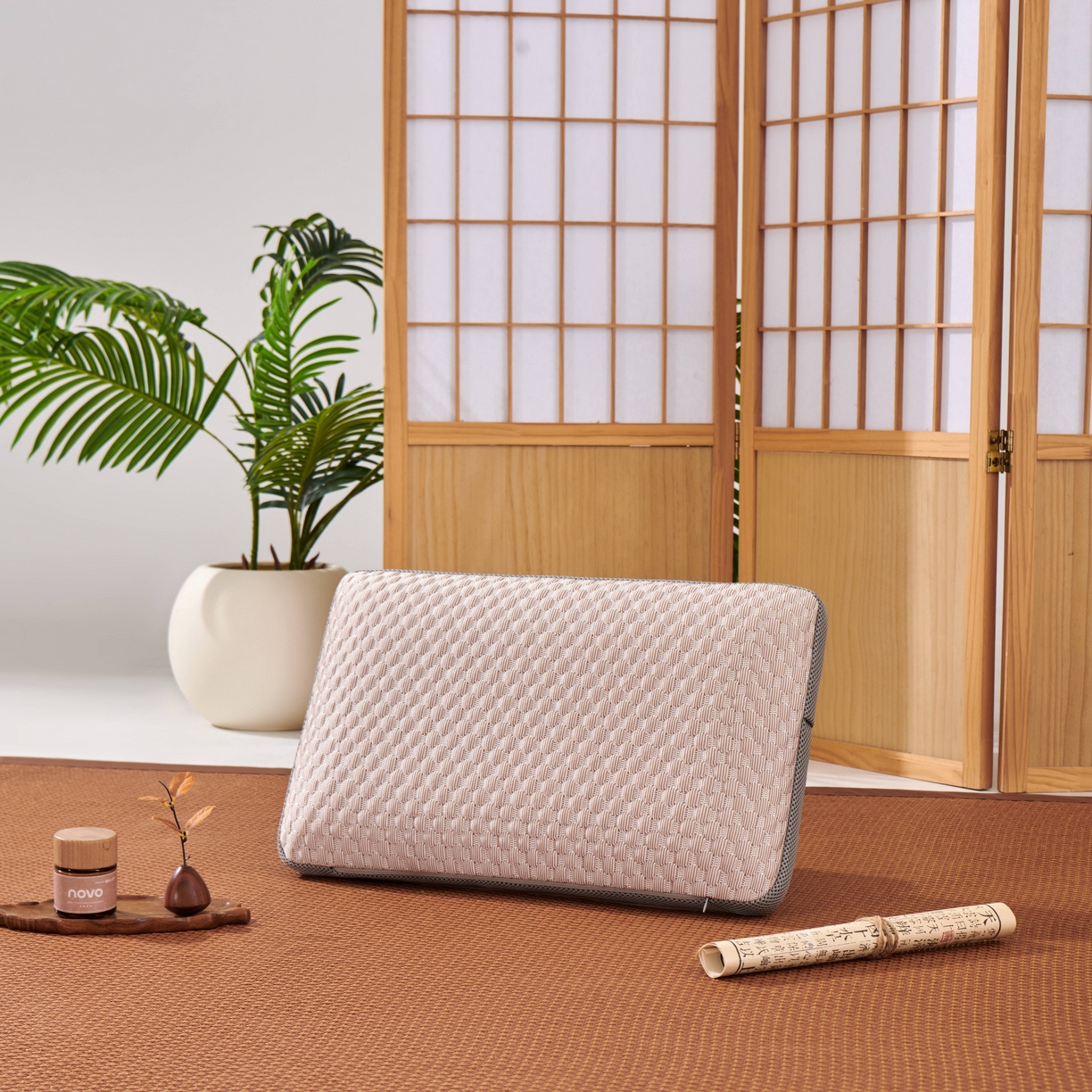 91家纺网 家纺一手货源 找家纺 永旺家纺 2026新款凉感PE藤记忆枕枕头枕芯 PE藤枕-浅灰